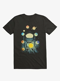 Astronaut Juggling Planets Black T-Shirt