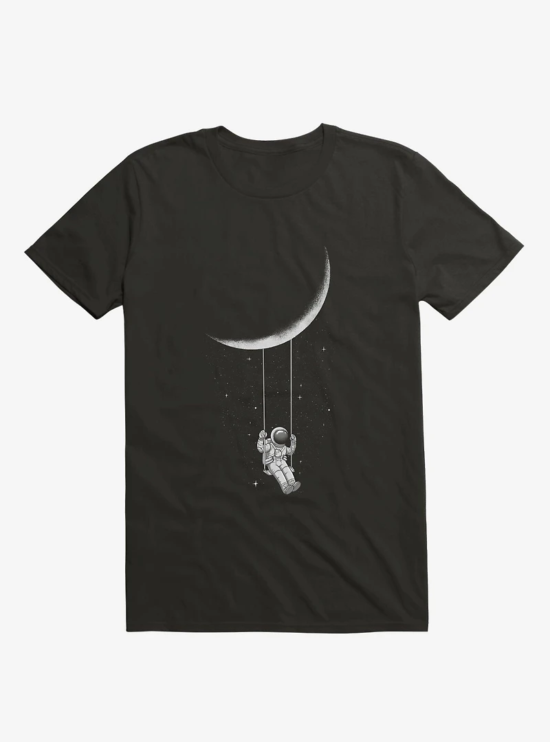 Astronaut Moon Swing Black T-Shirt