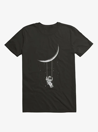 Astronaut Moon Swing Black T-Shirt