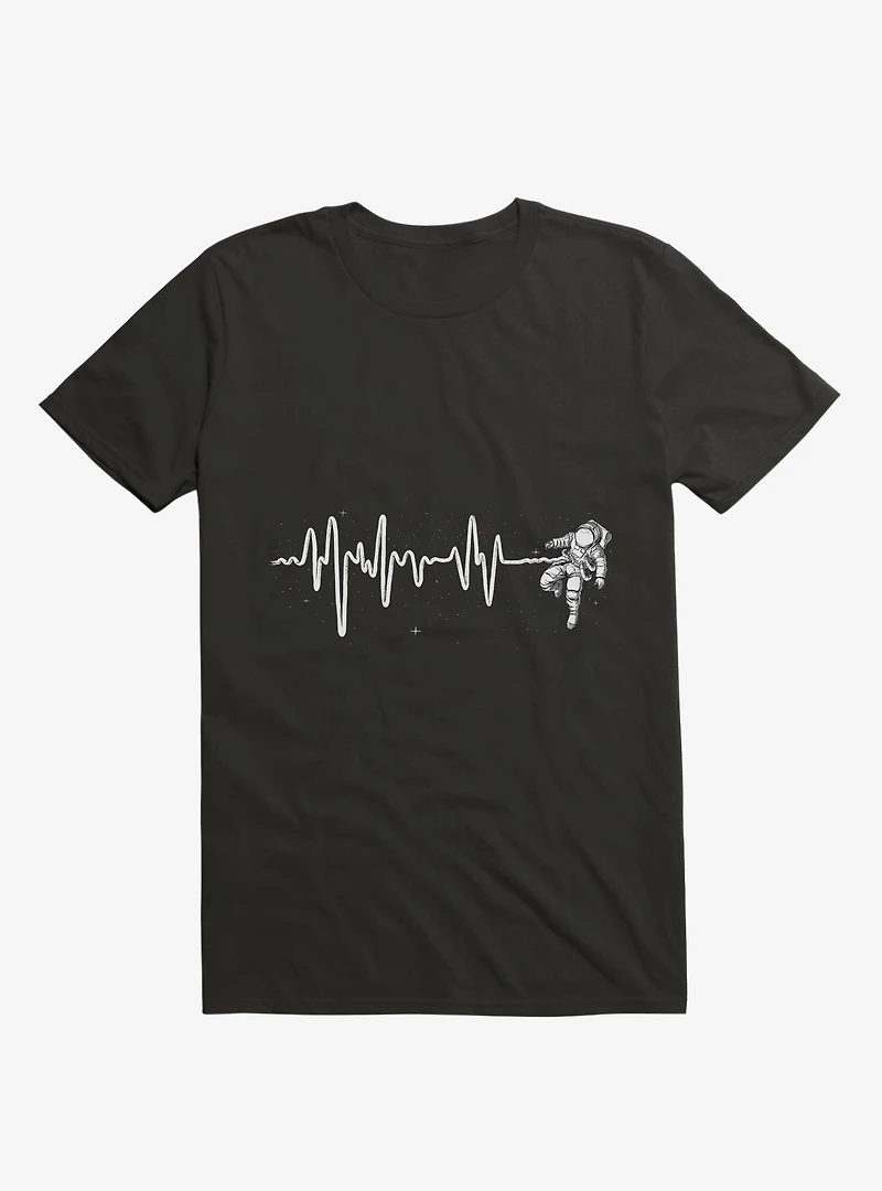Astronaut Space Heartbeat Black T-Shirt