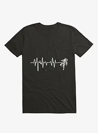 Astronaut Space Heartbeat Black T-Shirt