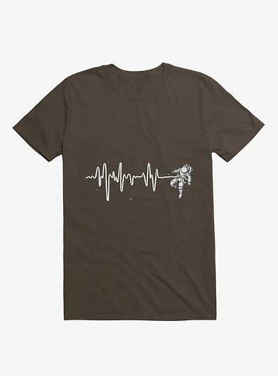 Astronaut Space Heartbeat Brown T-Shirt