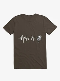 Astronaut Space Heartbeat Brown T-Shirt