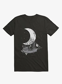 Ship Capturing Moon Black T-Shirt