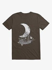 Ship Capturing Moon Brown T-Shirt