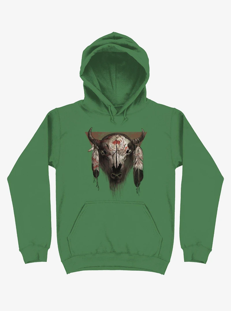 Tatanka Bison Head Kelly Green Hoodie