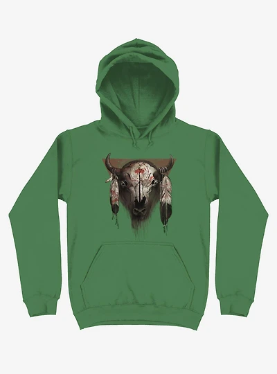 Tatanka Bison Head Kelly Green Hoodie
