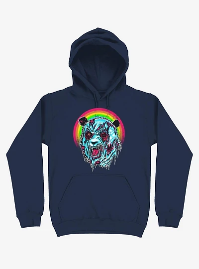 Zombie Blood Rainbow Panda Navy Blue Hoodie