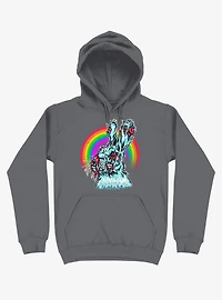 Zombie Blood Rainbow Rabbit Charcoal Grey Hoodie