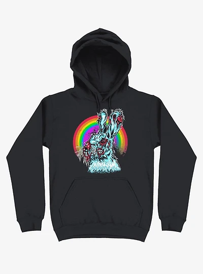 Zombie Blood Rainbow Rabbit Black Hoodie