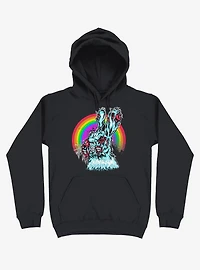 Zombie Blood Rainbow Rabbit Black Hoodie