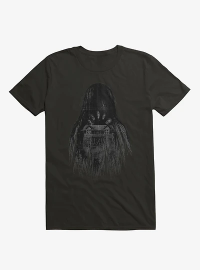 Long Horror Haunted House Hair Black T-Shirt
