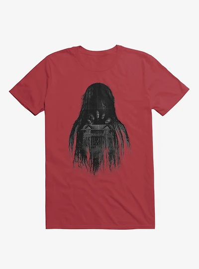 Long Horror Haunted House Hair Red T-Shirt