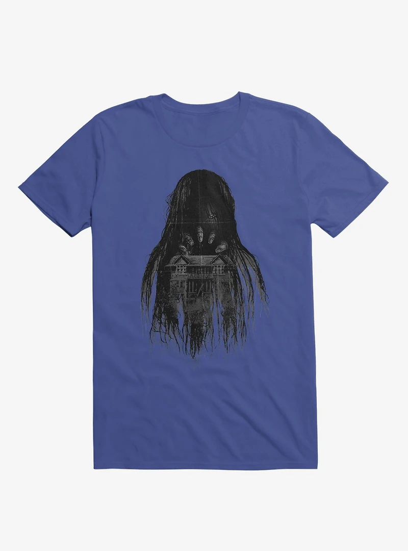 Long Horror Haunted House Hair Royal Blue T-Shirt
