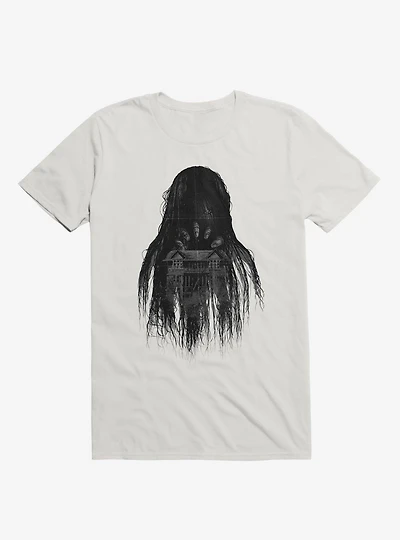 Long Horror Haunted House Hair White T-Shirt