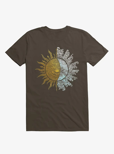 Sun And Moon Art Brown T-Shirt
