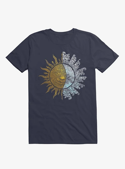 Sun And Moon Art Navy Blue T-Shirt