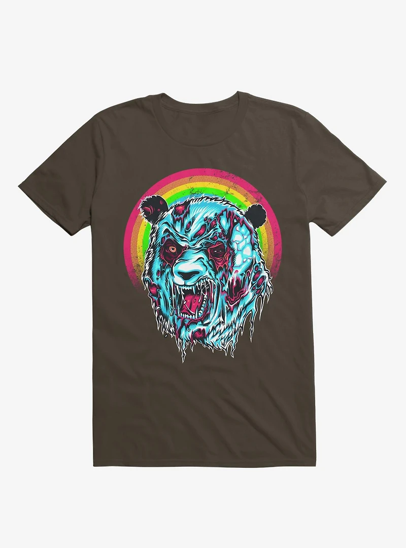 Zombie Blood Rainbow Panda Brown T-Shirt