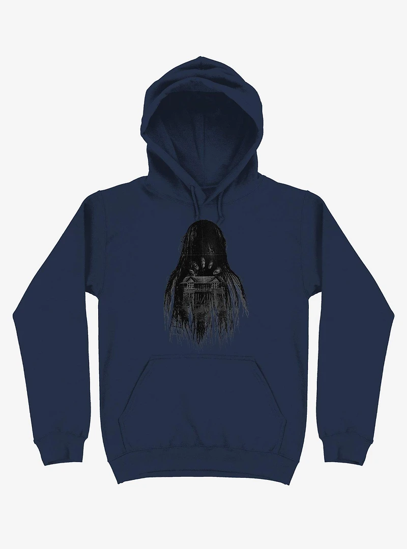 Long Horror Haunted House Hair Navy Blue Hoodie