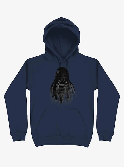 Long Horror Haunted House Hair Navy Blue Hoodie
