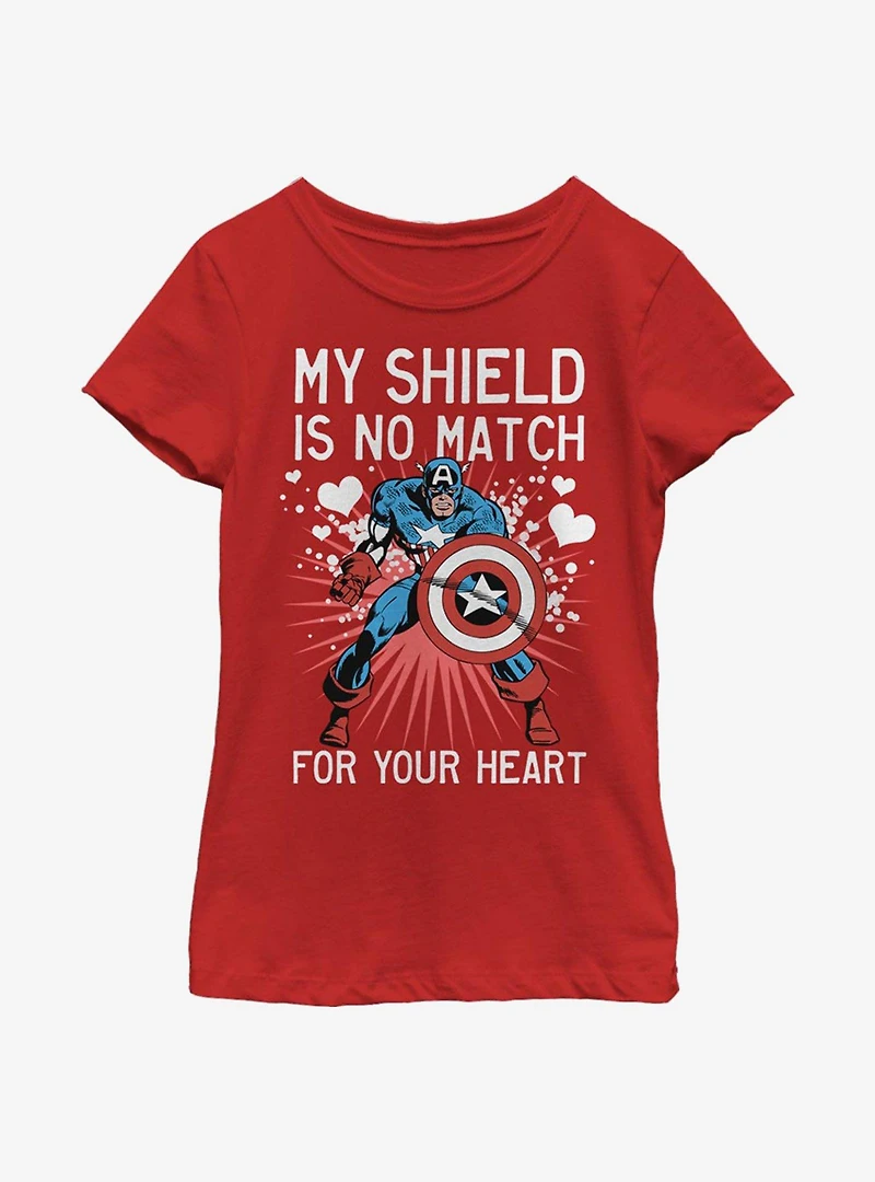 Marvel Captain America Heart Shield Youth Girls T-Shirt