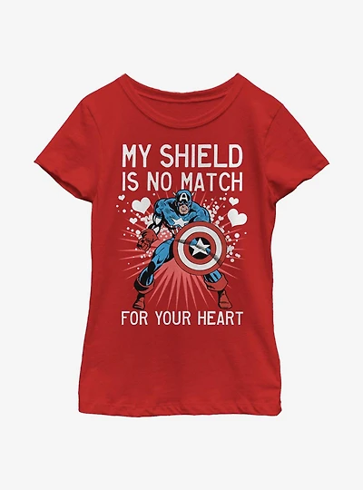 Marvel Captain America Heart Shield Youth Girls T-Shirt