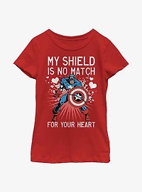 Marvel Captain America Heart Shield Youth Girls T-Shirt