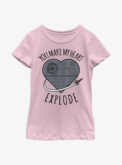 Star Wars Heart Explode Death Youth Girls T-Shirt