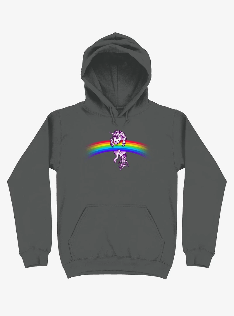 Unicorn Holding Rainbow Charcoal Grey Hoodie