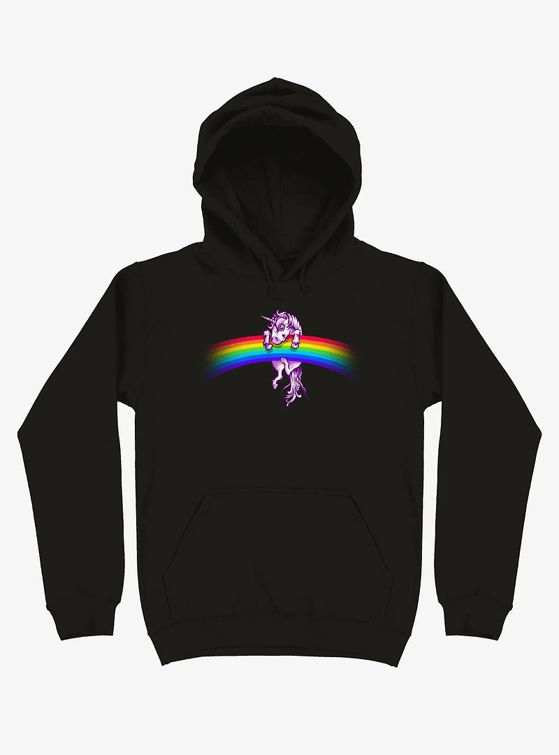 Unicorn Holding Rainbow Black Hoodie