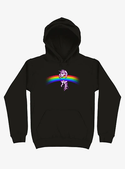 Unicorn Holding Rainbow Black Hoodie