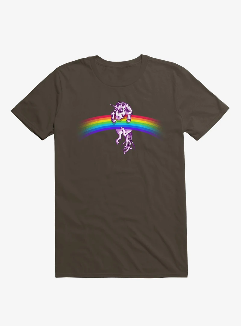 Unicorn Holding Rainbow Brown T-Shirt