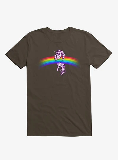 Unicorn Holding Rainbow Brown T-Shirt
