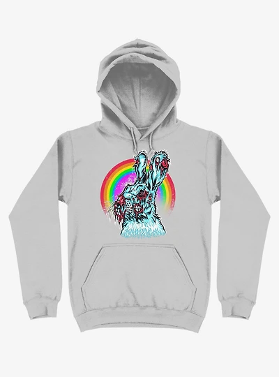 Zombie Blood Rainbow Rabbit Sport Grey Hoodie