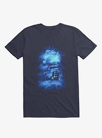 Ship Sailing To The End Of Bright World Navy Blue T-Shirt