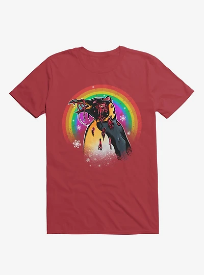 Zombie Blood Rainbow Penguin Red T-Shirt