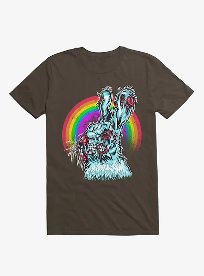 Zombie Blood Rainbow Rabbit Brown T-Shirt