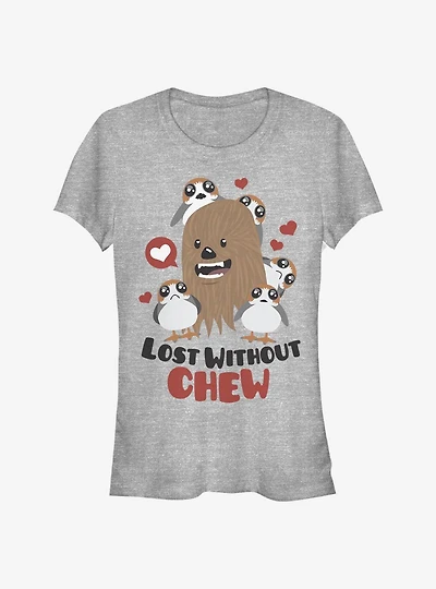 Star Wars Episode VIII The Last Jedi Chewbacca & Porgs Lost Without Chew Girls T-Shirt