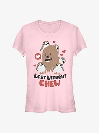 Star Wars Episode VIII The Last Jedi Chewbacca & Porgs Lost Without Chew Girls T-Shirt