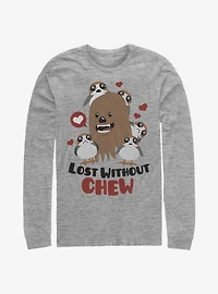 Star Wars Episode VIII The Last Jedi Chewbacca & Porgs Lost Without Chew Long-Sleeve T-Shirt