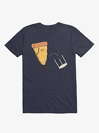 Angry Pizza Flips Table Navy Blue T-Shirt