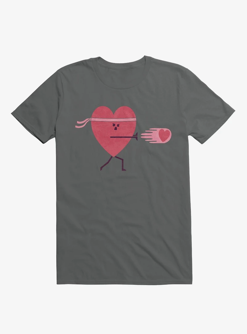 Power Of Love Heart Charcoal Grey T-Shirt