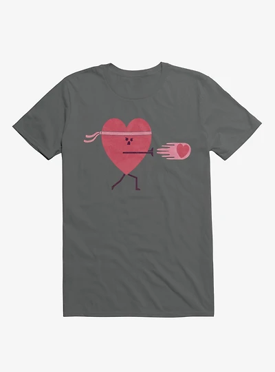 Power Of Love Heart Charcoal Grey T-Shirt