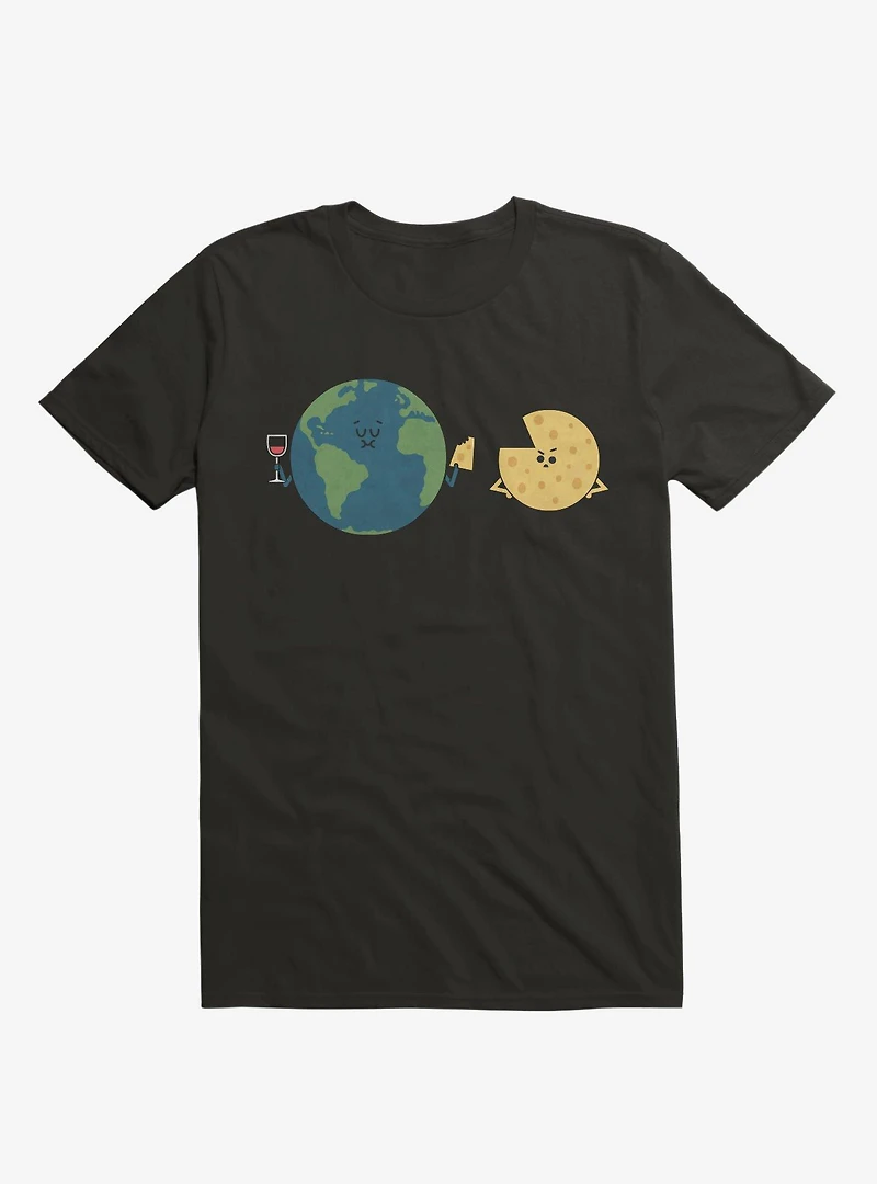 Earth Mmmoon Cheese Black T-Shirt