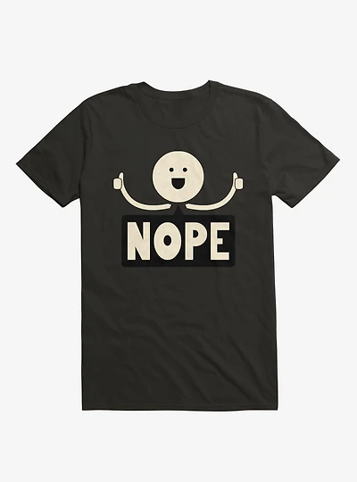 Thumbs Up Face Nope Sign Black T-Shirt