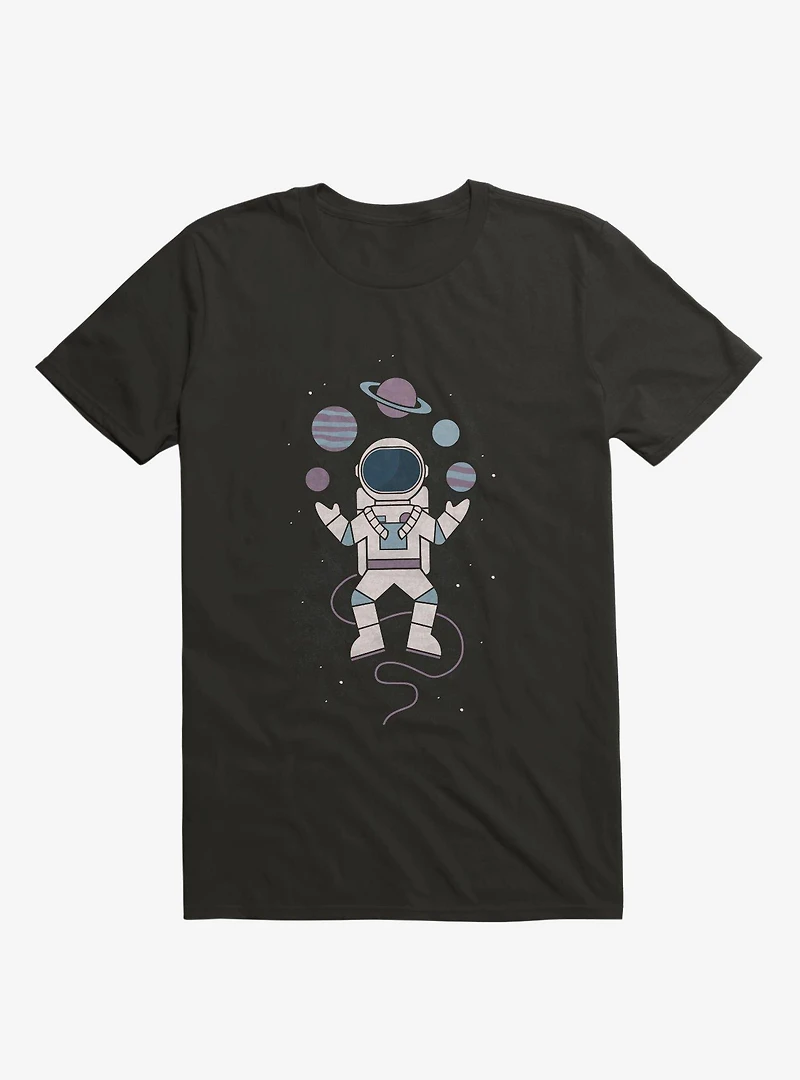 Astronaut Space Juggler Black T-Shirt