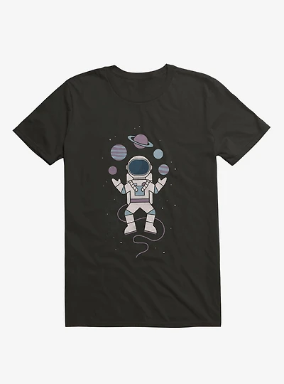 Astronaut Space Juggler Black T-Shirt