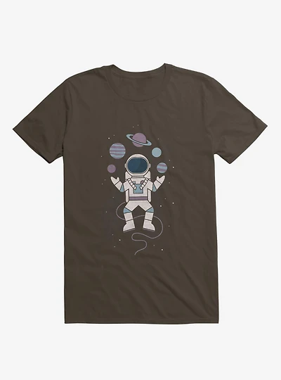 Astronaut Space Juggler Brown T-Shirt