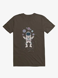 Astronaut Space Juggler Brown T-Shirt