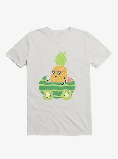 Summer Pineapple Driving White T-Shirt